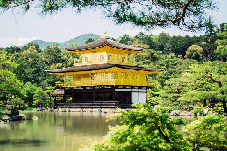 佛教徒 寺庙 金色的