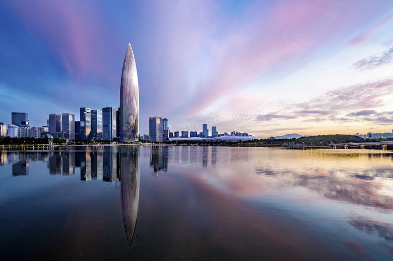 傍晚华润总部大厦建筑摄影图片