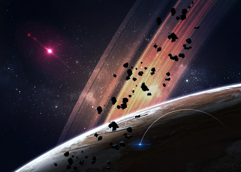 星空与星球运行轨道等创意高清图片