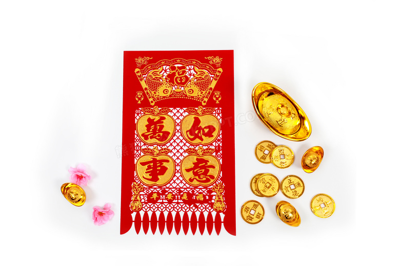 新年摆件贴纸静物图