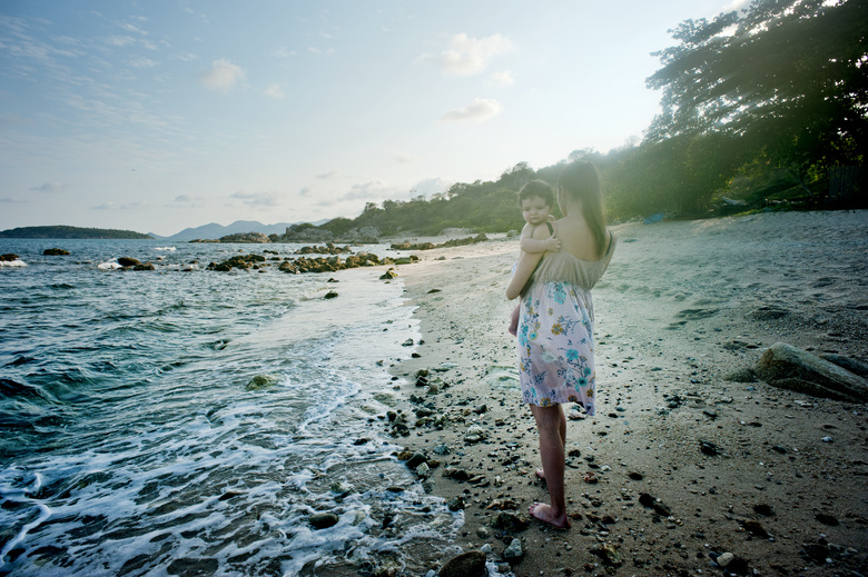 宝贝 海滩 美丽的 