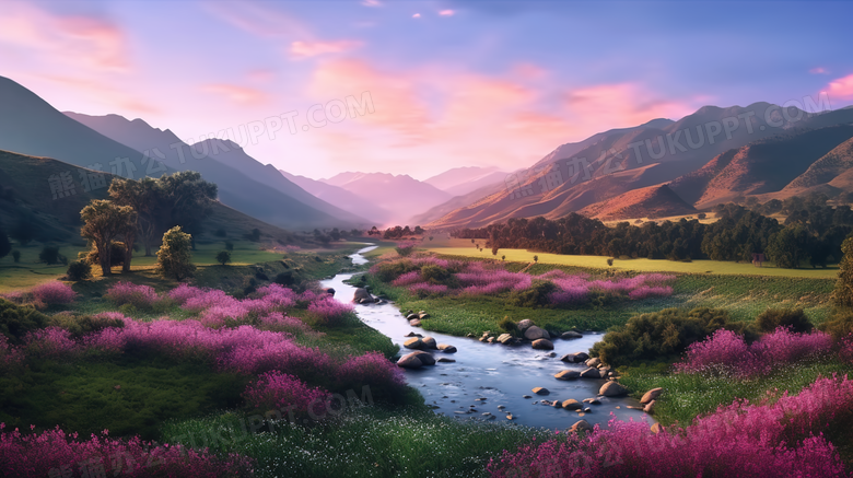 彩色中国风古典唯美中国山水风景