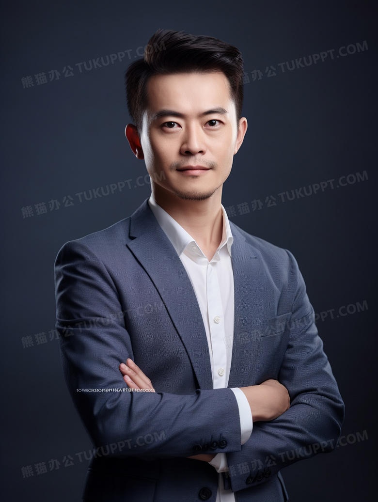 穿着西装的中国男性职场形象照片
