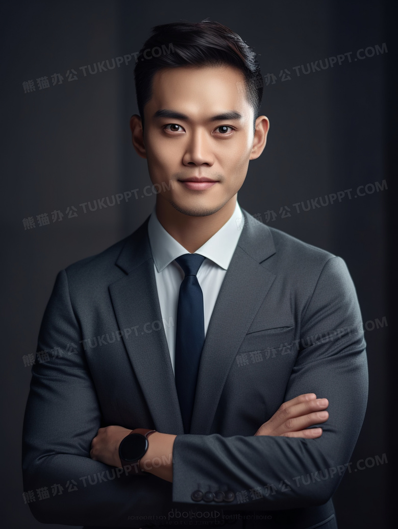 穿着西装的中国男性职场形象照片