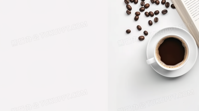 咖啡和书籍文艺俯视留白摄影图