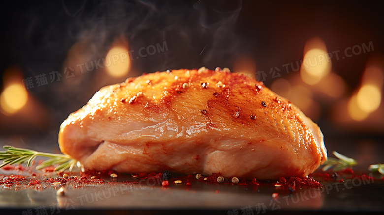 西式炙烤鸡胸肉西餐美食摄影图