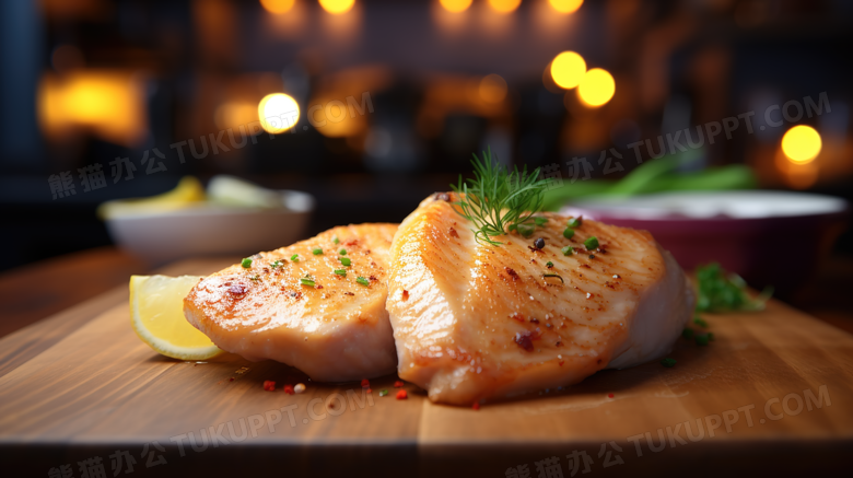 西式炙烤鸡胸肉西餐美食摄影图