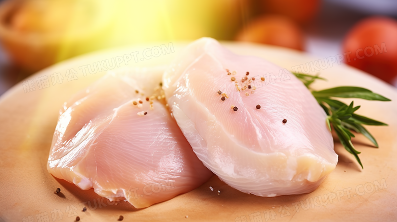 新鲜生鸡胸肉食材摄影图