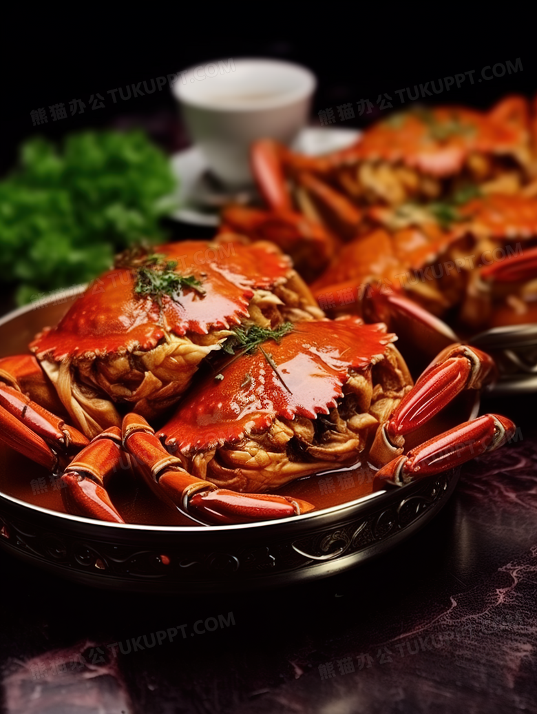 红色香辣大闸蟹海鲜美食摄影图