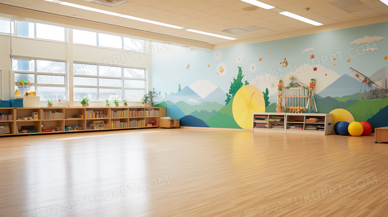 幼儿园体育教室场景摄影图