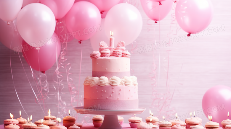粉色生日蛋糕过生日生日派对摄影图
