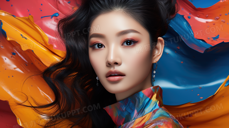 大气高端亚洲人像美女模特彩妆大片人物特写图片