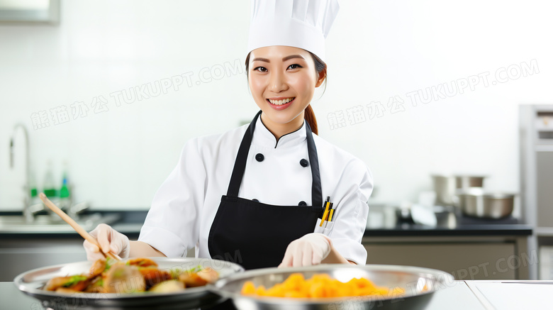自信微笑的女厨师