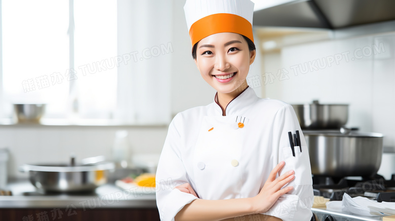 自信微笑的女厨师