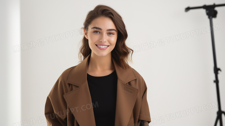在室内摄影棚拍摄的美女模特图片