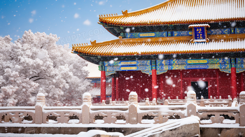 冬天北京故宫博物院红墙雪景概念图片