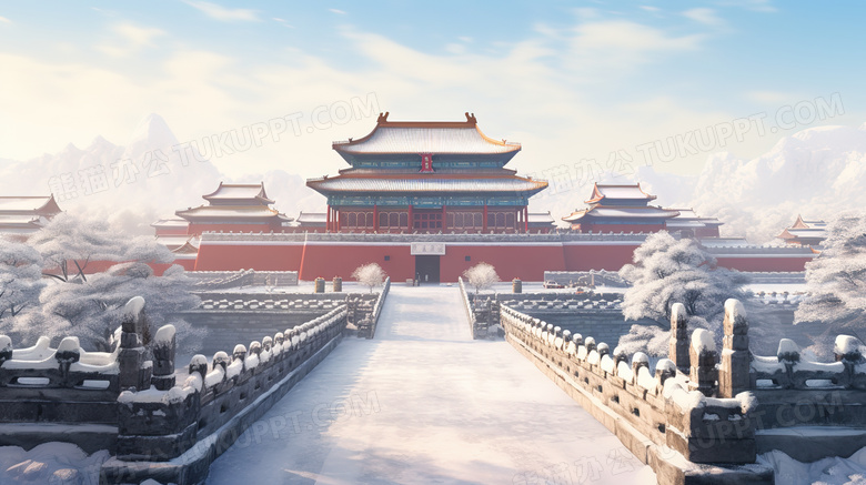 冬天北京故宫博物院雪景概念图片