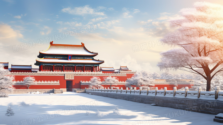 冬天北京故宫博物院雪景概念图片