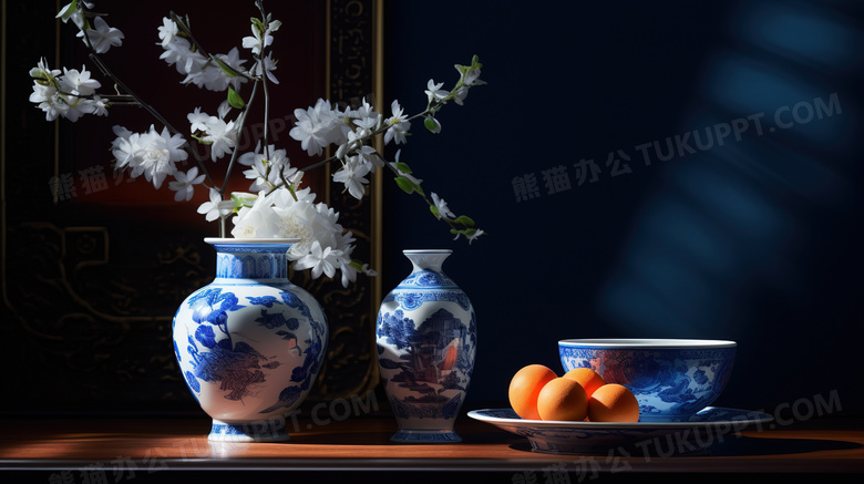 古典雅致中国风青花瓷花瓶图片