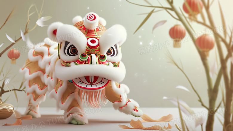 中国风吉祥节日舞狮图片