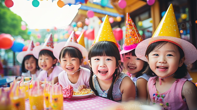 彩色儿童生日派对图片