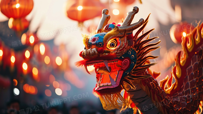 春节过年喜庆舞龙灯