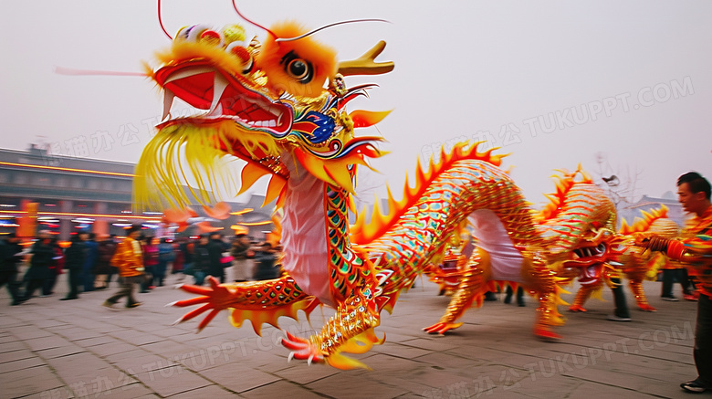春节过年喜庆舞龙灯