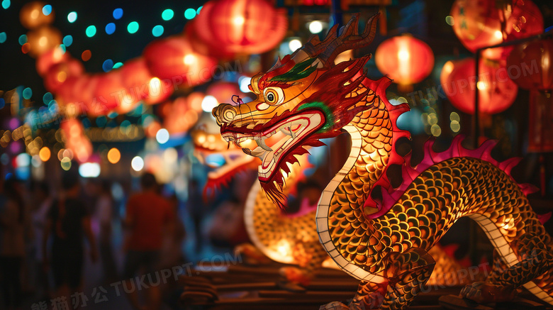 春节过年喜庆舞龙灯