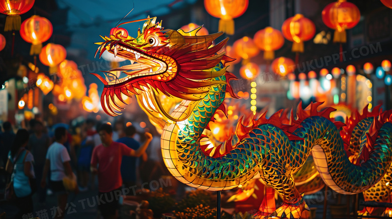 春节过年喜庆舞龙灯