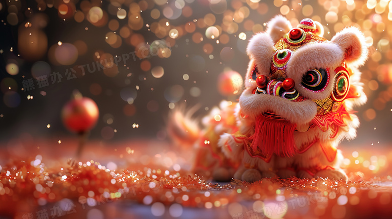 新年舞狮表演喜庆图片