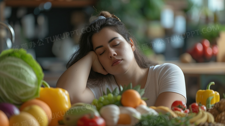 素食日减肥的女人图片