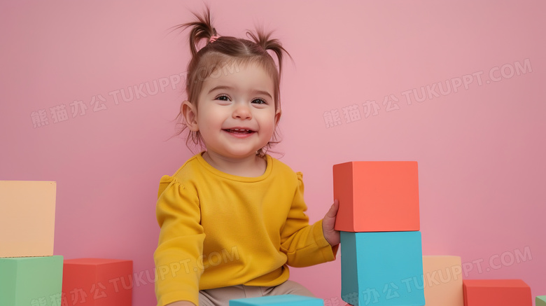 在玩积木的小孩图片
