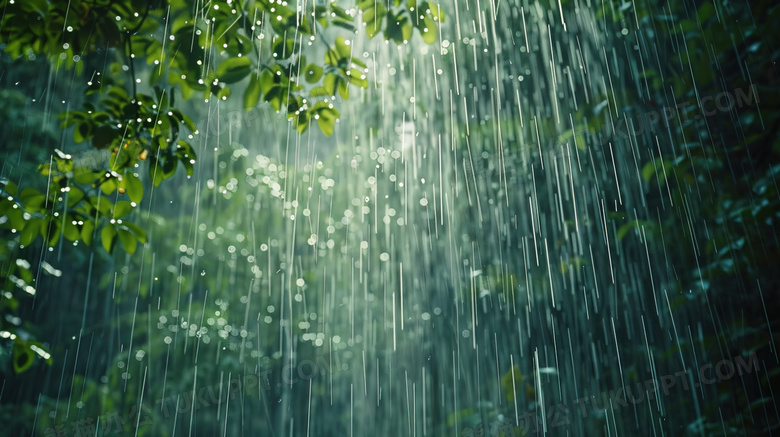 大雨中的森林图片