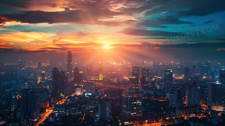 天空城市日出风景图片