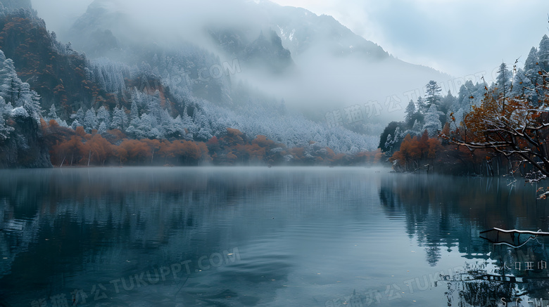 中国四川九寨沟山水风景概念图片
