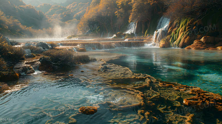 中国四川九寨沟山水风景概念图片