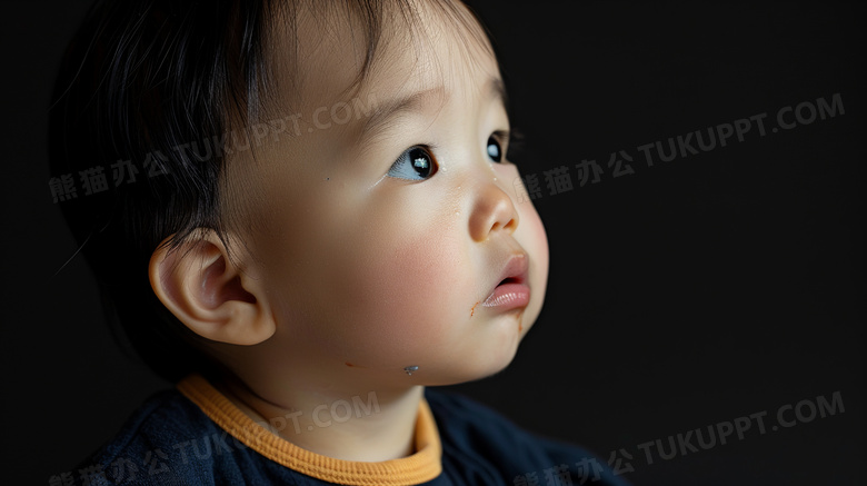 可爱孩子面部表情特写图片