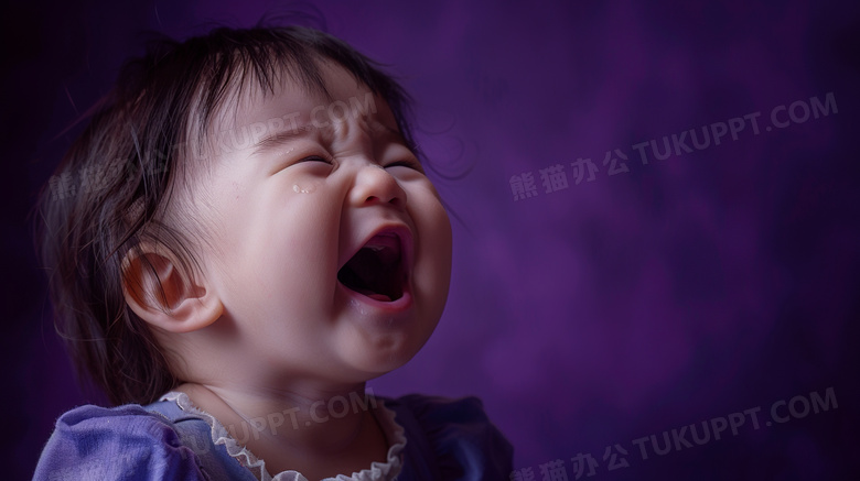 可爱孩子面部表情特写图片