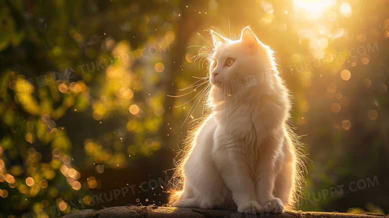 宠物猫在户外草地图片