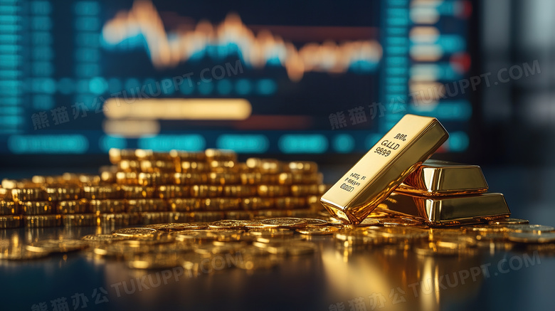 金融贸易黄金金条金币图片
