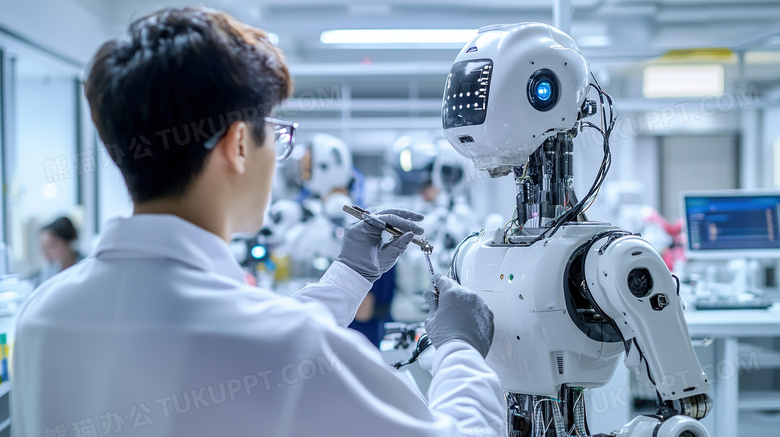 科技工程师在调试机器人图片