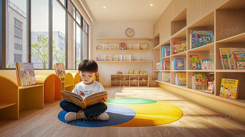 幼儿园的孩子在看书图片