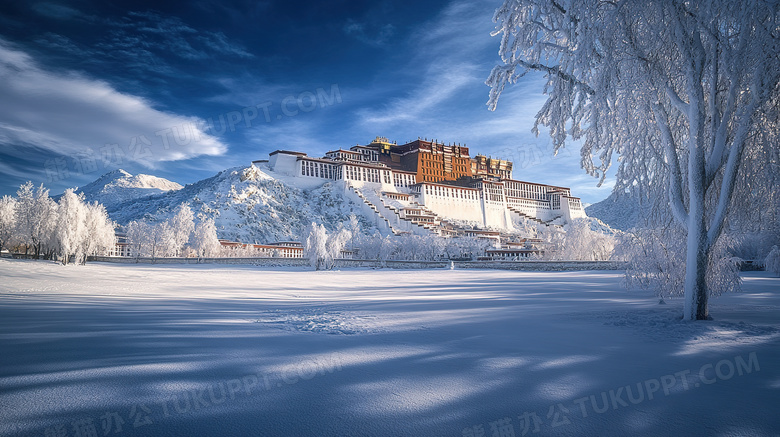 西藏布达拉宫雪景概念图片