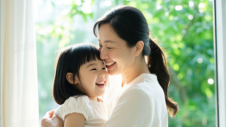 抱着孩子妈妈母亲节亲情图片