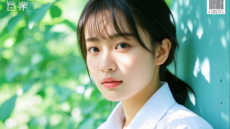 文艺杂志封面清纯美丽的女生