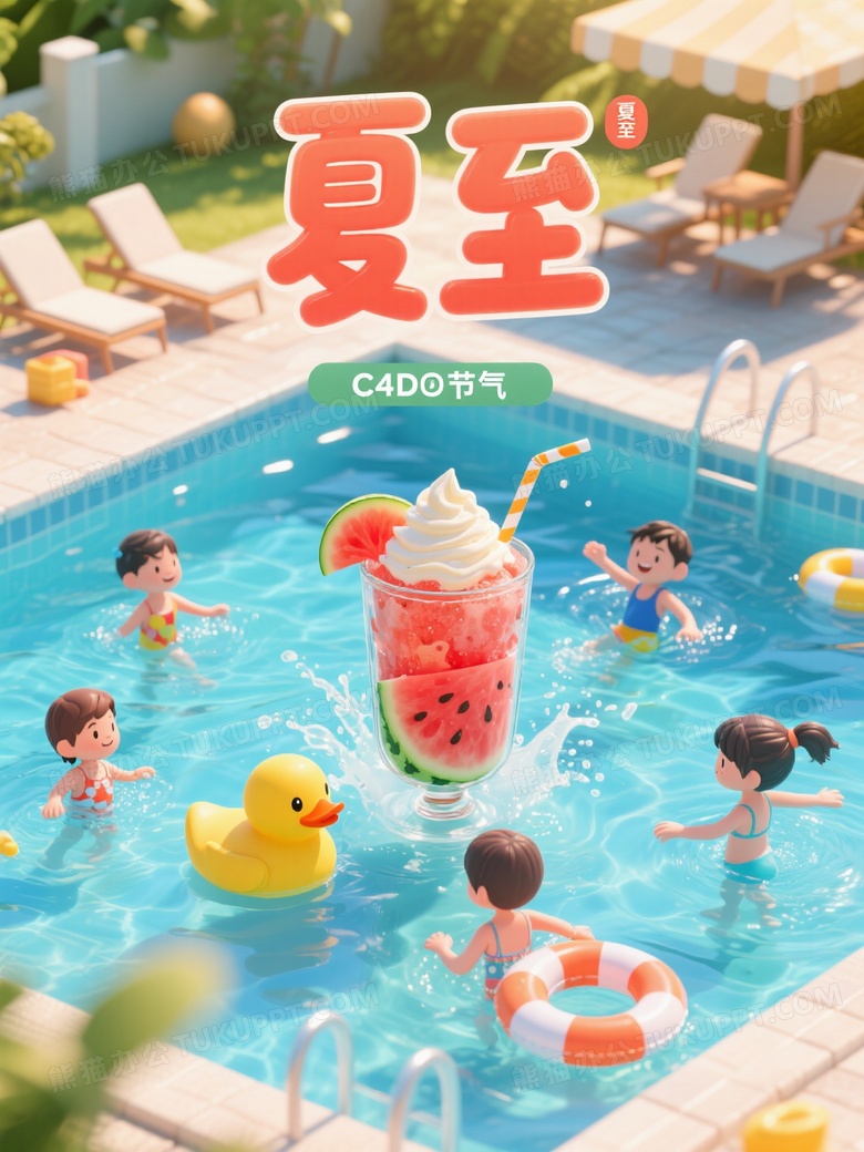 夏至节气海报泳池派对