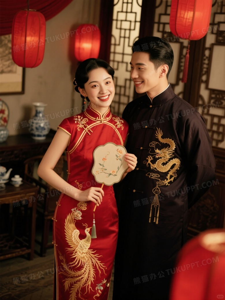 现代中式民国风婚纱照