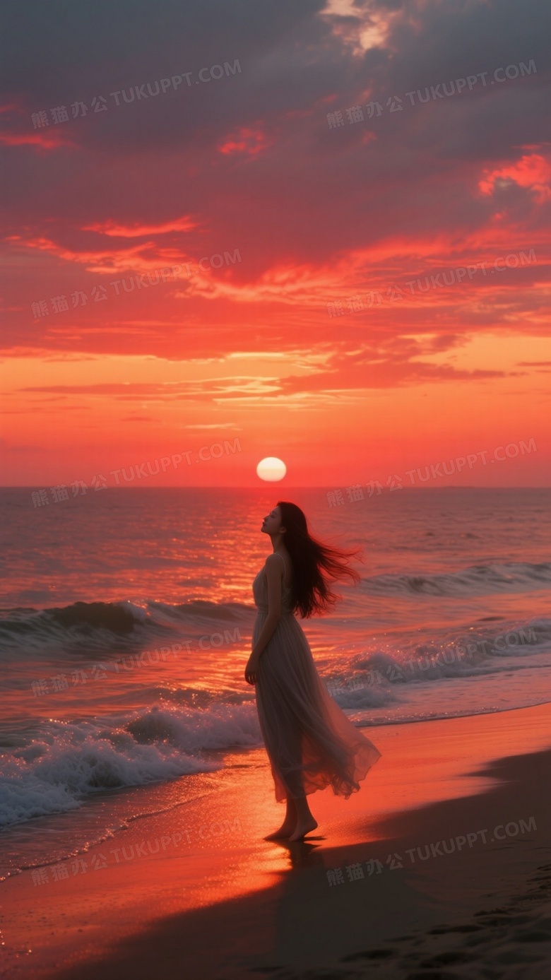 唯美风光摄影日落时分的海滩美景