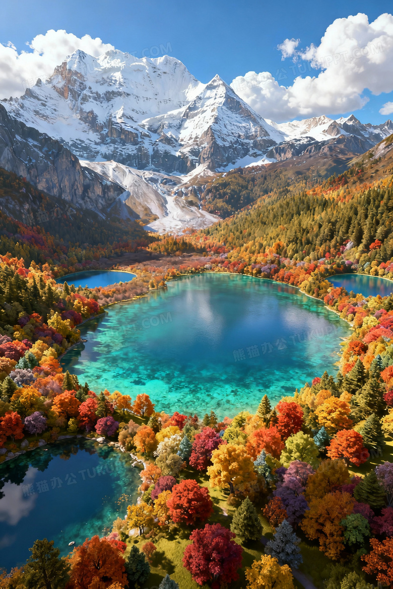 中国四川雪山的美丽画卷