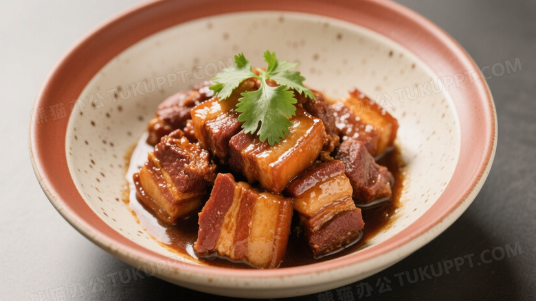 红烧五花肉俯拍美食图片